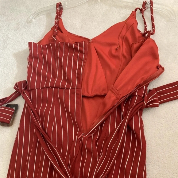 BURNT Umber color form fitting stripes dress, XS-S - Picture 11 of 15